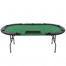Pokera galds, salokāms, 10 spēlētājiem, ovāls, zaļš