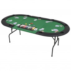 Pokera galds, salokāms, 10 spēlētājiem, ovāls, zaļš