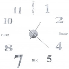 3d sienas pulkstenis, moderns dizains, 100 cm, xxl, sudraba