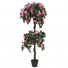 Mākslīgais augs, rododendrs ar podiņu, 155 cm, zaļš ar rozā