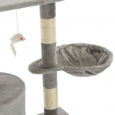 Kaķu māja ar sizala stabiem nagu asināšanai, 138 cm, pelēka