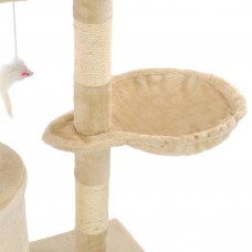 Kaķu māja ar sizala stabiem nagu asināšanai, 138 cm, bēša