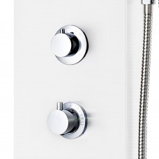 Dušas sistēma ar paneli, 20x44x130 cm, balts alumīnijs