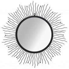 Sienas spogulis, saules forma, 80 cm, melns