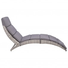 Saliekams sauļošanās krēsls ar matraci, pe rotangpalma, pelēks