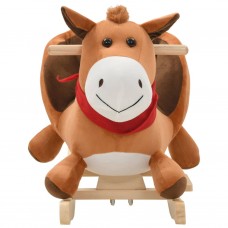 Bērnu šūpuļkrēsls ar atzveltni, 60x32x50 cm, zirgs, brūns plīšs