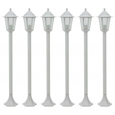 Dārza lampas, 6 gab., baltas, 110 cm, alumīnijs, e27