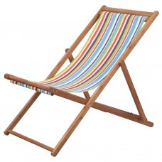 Salokāms pludmales krēsls, krāsains audums, koka rāmis