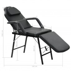 Kosmetoloģijas krēsls, mākslīgā āda, 185x78x76 cm, melns