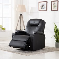 Masāžas šūpuļkrēsls, melna mākslīgā āda