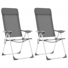 Kempinga krēsli, 2 gab., pelēki, alumīnijs, salokāmi