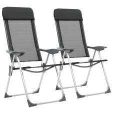 Kempinga krēsli, 2 gab., melni, alumīnijs, salokāmi