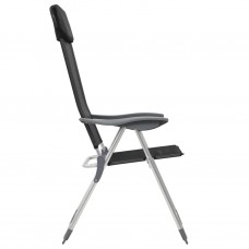 Kempinga krēsli, 2 gab., melni, alumīnijs, salokāmi