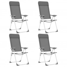Kempinga krēsli, 4 gab., pelēki, alumīnijs, salokāmi