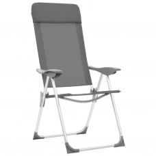 Kempinga krēsli, 4 gab., pelēki, alumīnijs, salokāmi