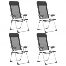 Kempinga krēsli, 4 gab., melni, alumīnijs, salokāmi