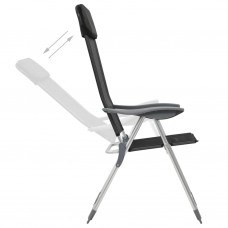 Kempinga krēsli, 4 gab., melni, alumīnijs, salokāmi
