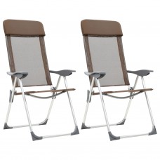 Kempinga krēsli, 2 gab., brūni, alumīnijs, salokāmi