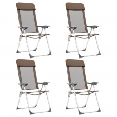 Kempinga krēsli, 4 gab., brūni, alumīnijs, salokāmi