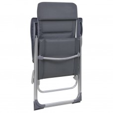Kempinga krēsli, 2 gab., pelēki, 58x69x111 cm, alumīnijs