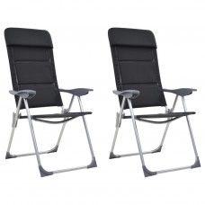 Kempinga krēsli, 2 gab., 58x69x111 cm, alumīnijs, melni