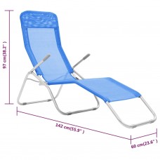Saliekami sauļošanās krēsli, 2 gab., zils tekstilēns
