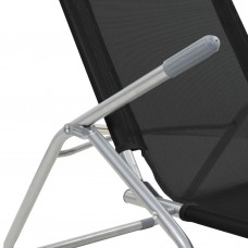Saliekami sauļošanās krēsli, 2 gab., melns tekstilēns