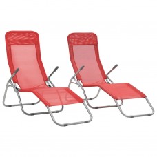 Saliekami sauļošanās krēsli, 2 gab., sarkans tekstilēns