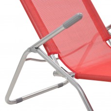 Saliekami sauļošanās krēsli, 2 gab., sarkans tekstilēns