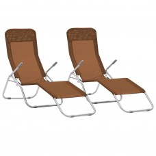 Saliekami sauļošanās krēsli, 2 gab., pelēkbrūns tekstilēns