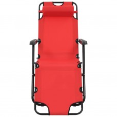 Sauļošanās krēsli, 2 gab., ar kāju balstu, tērauds, sarkani