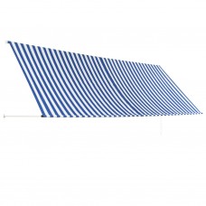 Markīze, 400x150 cm, sarullējama, zila ar baltu
