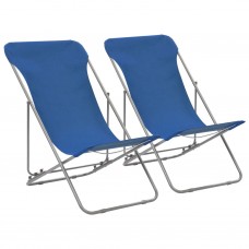 Saliekami pludmales krēsli, 2 gab., tērauds, audums, zili