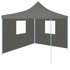 Saliekama svinību telts ar 2 sānu sienām, 3x3 m, antracītpelēka