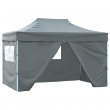 Saliekama telts ar 4 sānu sienām, antracītpelēka, 3x4,5 m