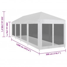 Svinību telts ar 10 sieta sienām, 12x3 m