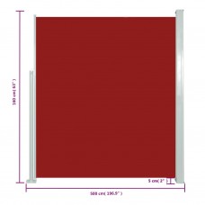 Izvelkama sānu markīze, 160 x 500 cm, sarkana
