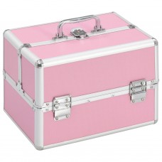 Kosmētikas koferis, 22x30x21 cm, alumīnijs, rozā