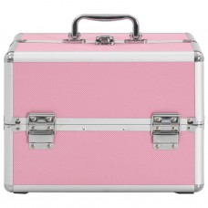 Kosmētikas koferis, 22x30x21 cm, alumīnijs, rozā