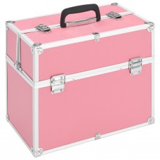 Kosmētikas koferis, 38x23x34 cm, alumīnijs, rozā