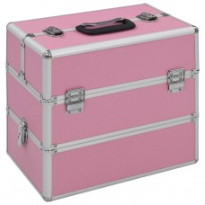 Kosmētikas koferis, 37x24x35 cm, alumīnijs, rozā