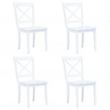 Virtuves krēsli, 4 gab., balts gumijas masīvkoks