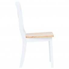 Virtuves krēsli, 2 gab., balti ar dabīgu, gumijas masīvkoks