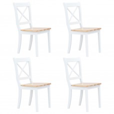 Virtuves krēsli, 4 gab., balti ar dabīgu, gumijas masīvkoks