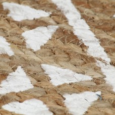 Paklājs ar baltu apdruku, džuta, 90 cm, roku darbs