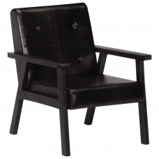 Atpūtas krēsls, melna dabīgā āda