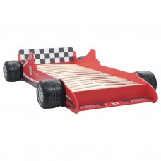 Bērnu gulta, sacīkšu mašīnas dizains, 90x200 cm, sarkana