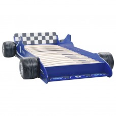 Bērnu gulta, sacīkšu mašīnas dizains, 90x200 cm, zila