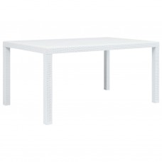 Dārza galds, balts, 150x90x72cm, plastmasa, rotangpalmas raksts