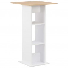 Bāra galds, 60x60x110 cm, balts un ozolkoka krāsas